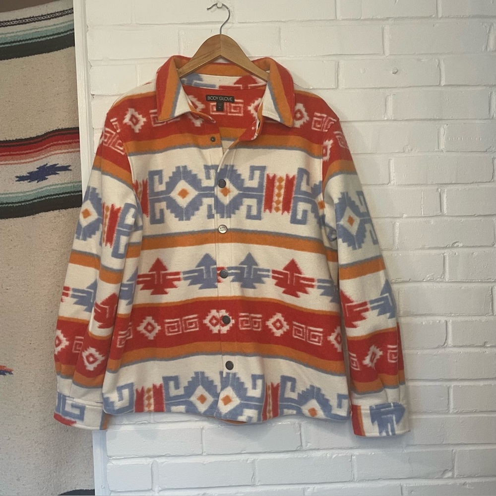 Body Glove Vibrant Geometric Pattern Jacket Aztec Fleece Women’s Size XL NWOT